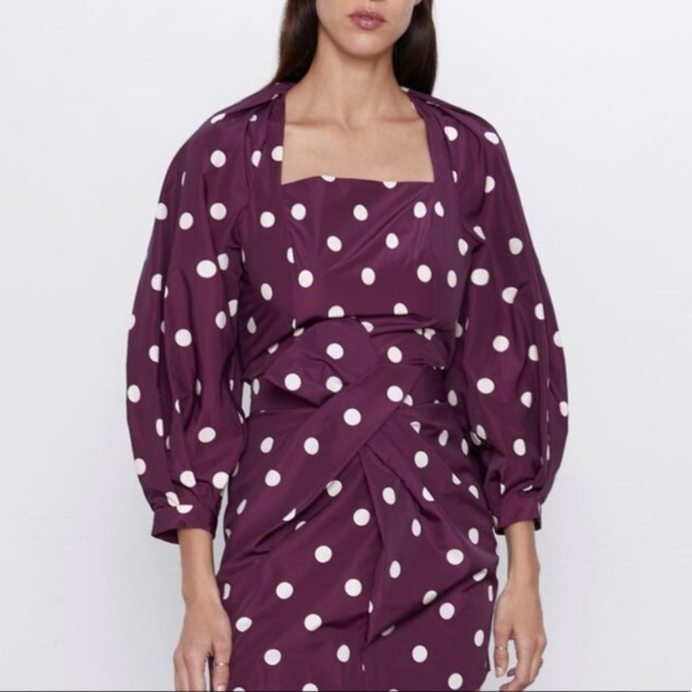 Zara Polka Dot Taffeta Blouse S - Picture 7 of 8